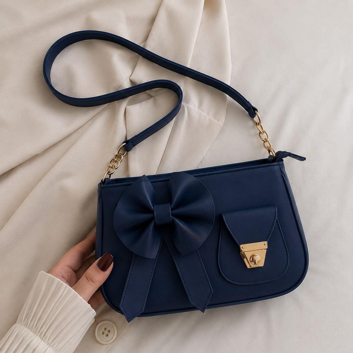 Bella Bow Shoulder Bag | Fashion Mini Handbag with Decorative Bow Design