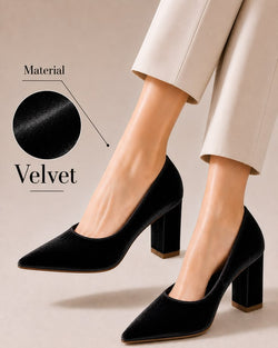 Stylish Velvet Heel Pump Shoes