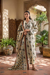 Saya Premium 3-Piece Printed khadder White Suit – Unstitched winter Collection