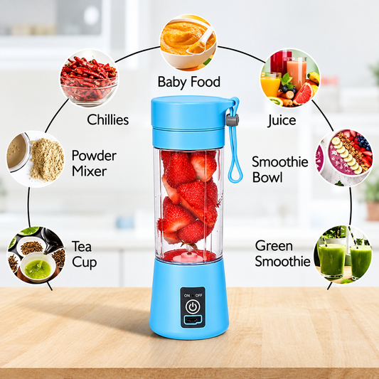 6-Blade Portable USB Blender 380ml – Mini Rechargeable Juicer & Smoothie Maker