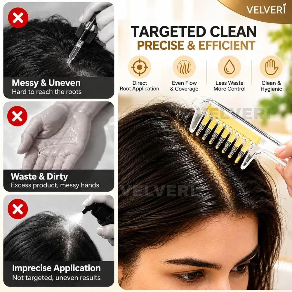 Hair Oil Applicator Comb ||Refillable Oil Dispenser + Scalp Massager