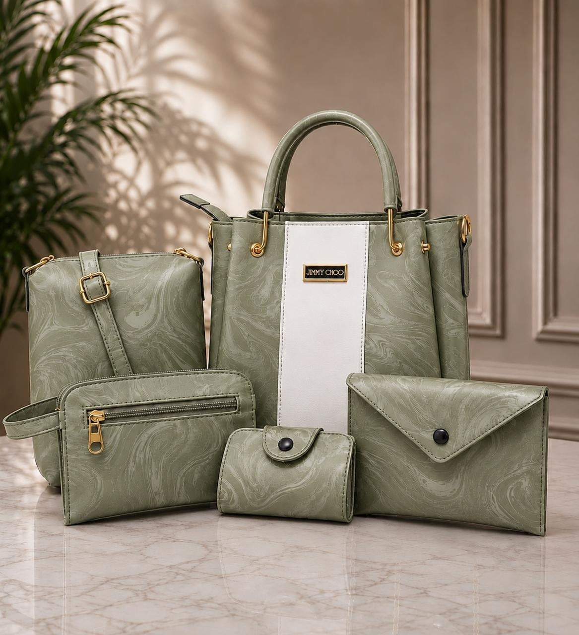 Premium 5-Piece Elegant Tote, Shoulder & Crossbody Handbag Set
