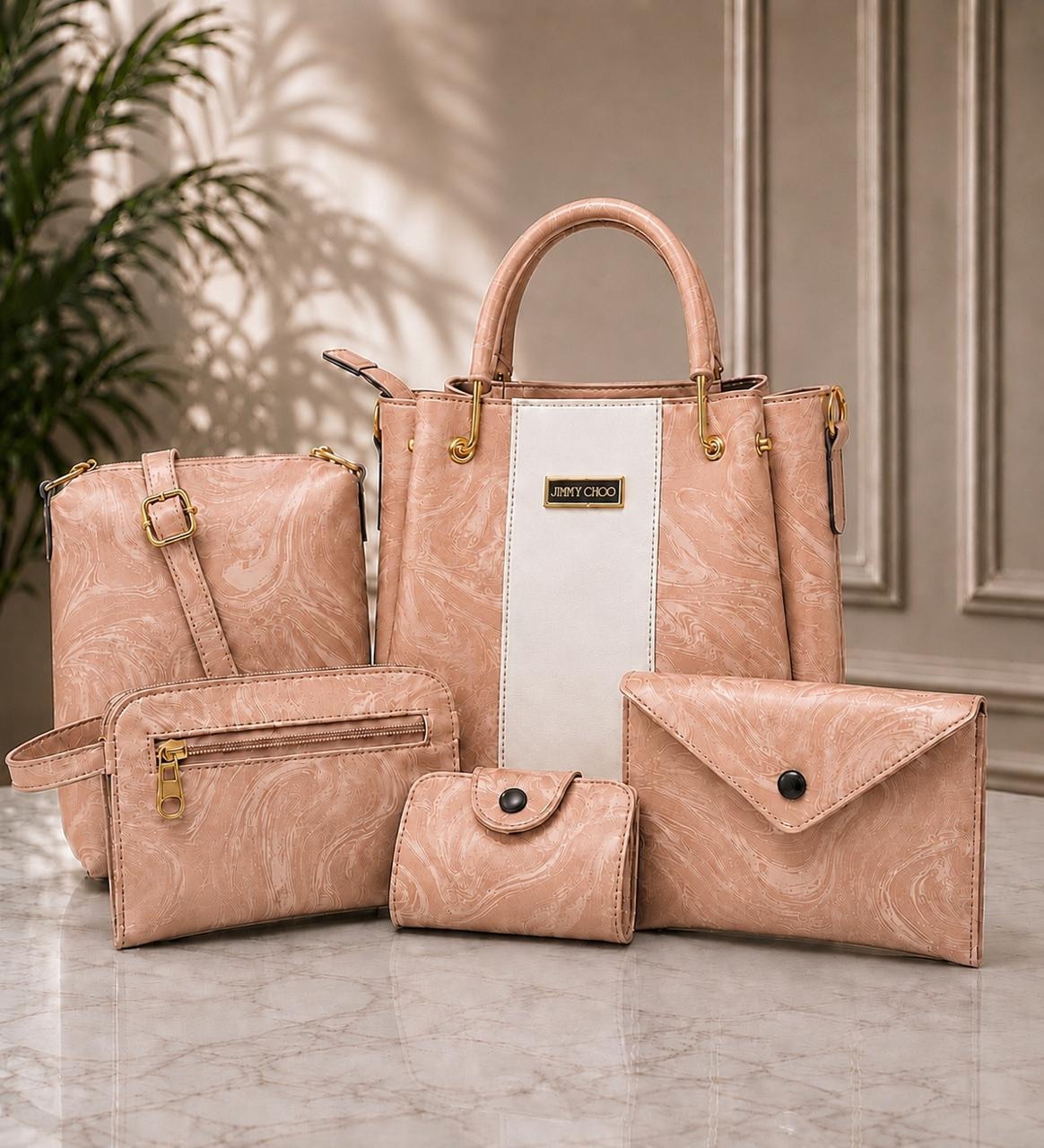 Premium 5-Piece Elegant Tote, Shoulder & Crossbody Handbag Set