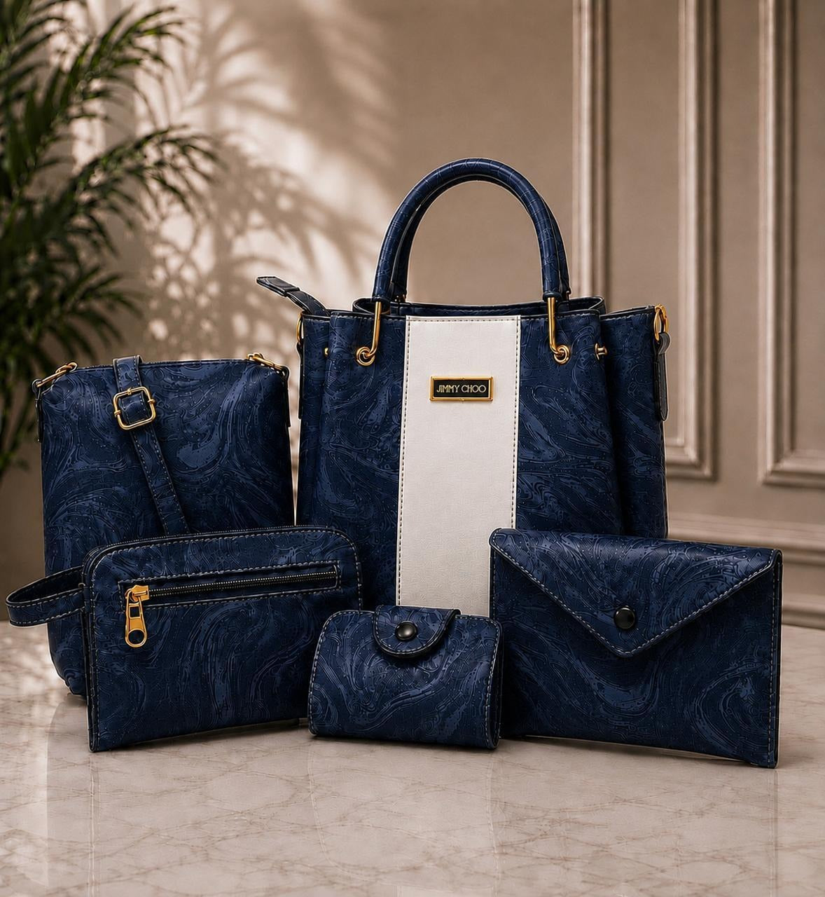 Premium 5-Piece Elegant Tote, Shoulder & Crossbody Handbag Set