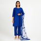 Premium Katan Silk Unstitched 3 Piece Suit With Net Dupatta For Women