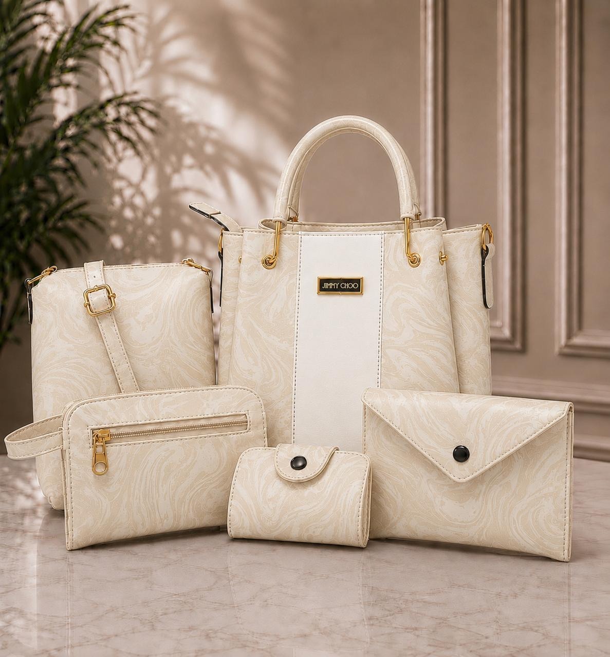Premium 5-Piece Elegant Tote, Shoulder & Crossbody Handbag Set