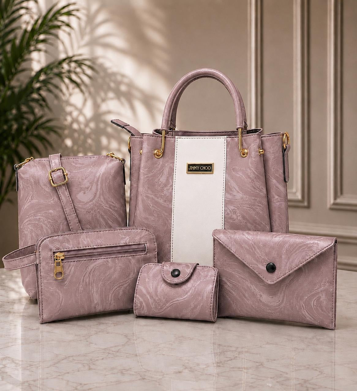 Premium 5-Piece Elegant Tote, Shoulder & Crossbody Handbag Set