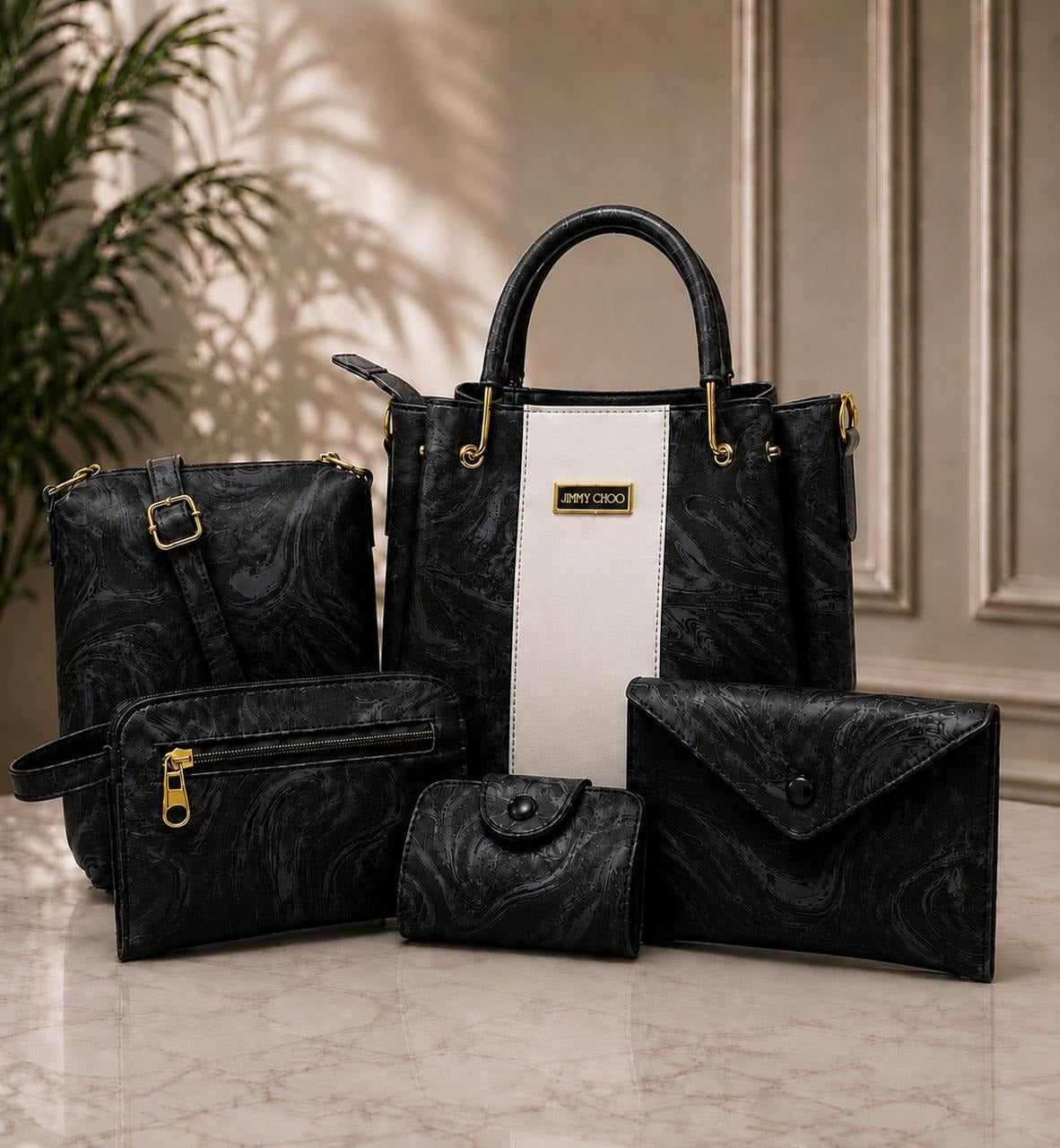 Premium 5-Piece Elegant Tote, Shoulder & Crossbody Handbag Set
