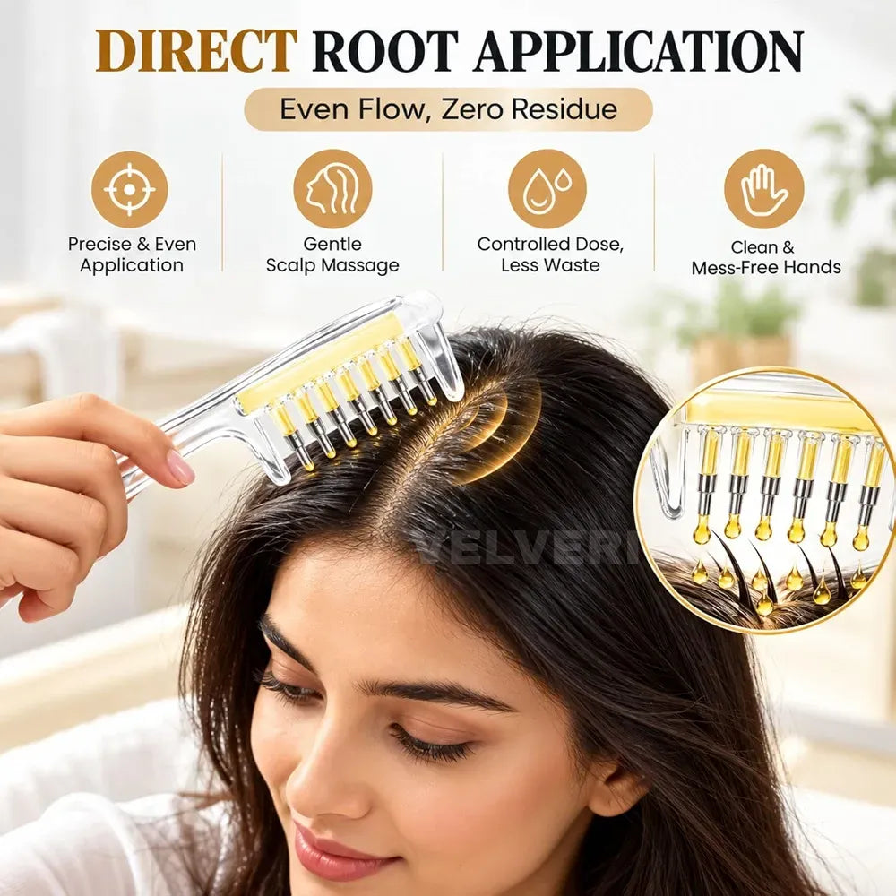 Hair Oil Applicator Comb ||Refillable Oil Dispenser + Scalp Massager