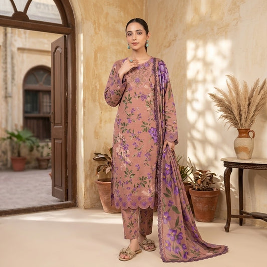 IZNIK Embroidered Digital Printed Khaddar 3-Piece Suit