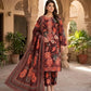 BAROQUE Dark Maroon Floral Embroidered Digital Printed Khaddar 3-Piece Suit with Matching Dupatta & Trouser