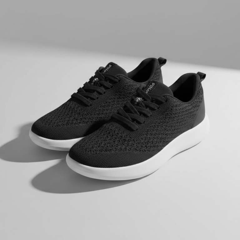 Men’s Lightweight Breathable Mesh Sneakers – Black, Size 37