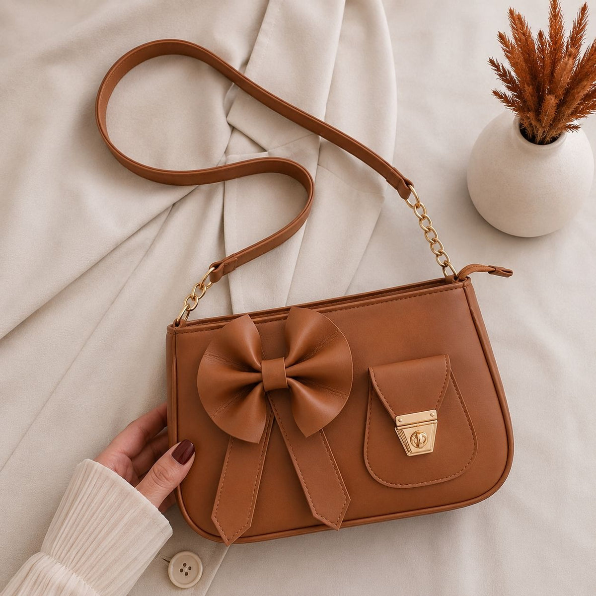 Bella Bow Shoulder Bag | Fashion Mini Handbag with Decorative Bow Design