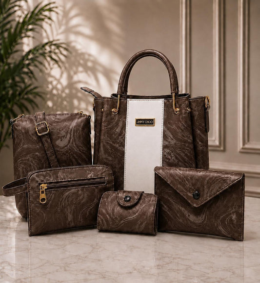 Premium 5-Piece Elegant Tote, Shoulder & Crossbody Handbag Set