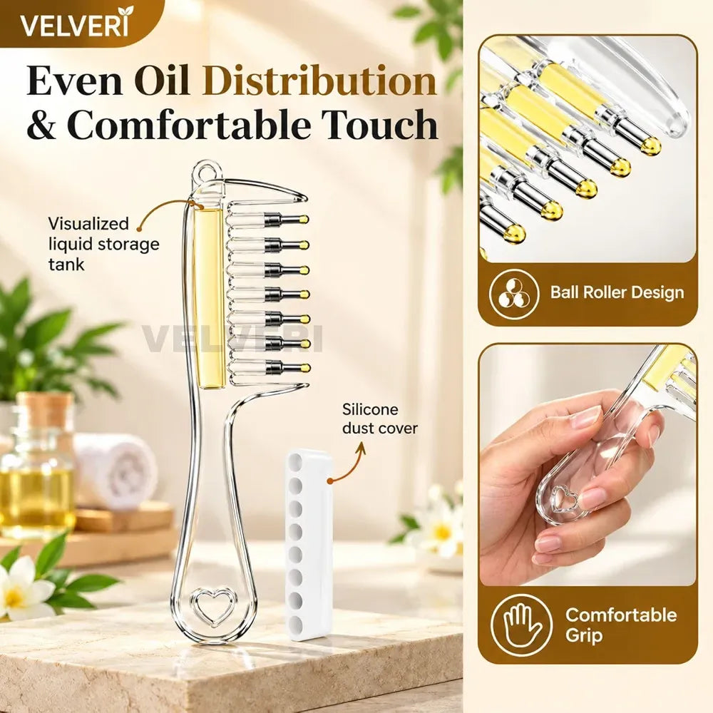 Hair Oil Applicator Comb ||Refillable Oil Dispenser + Scalp Massager