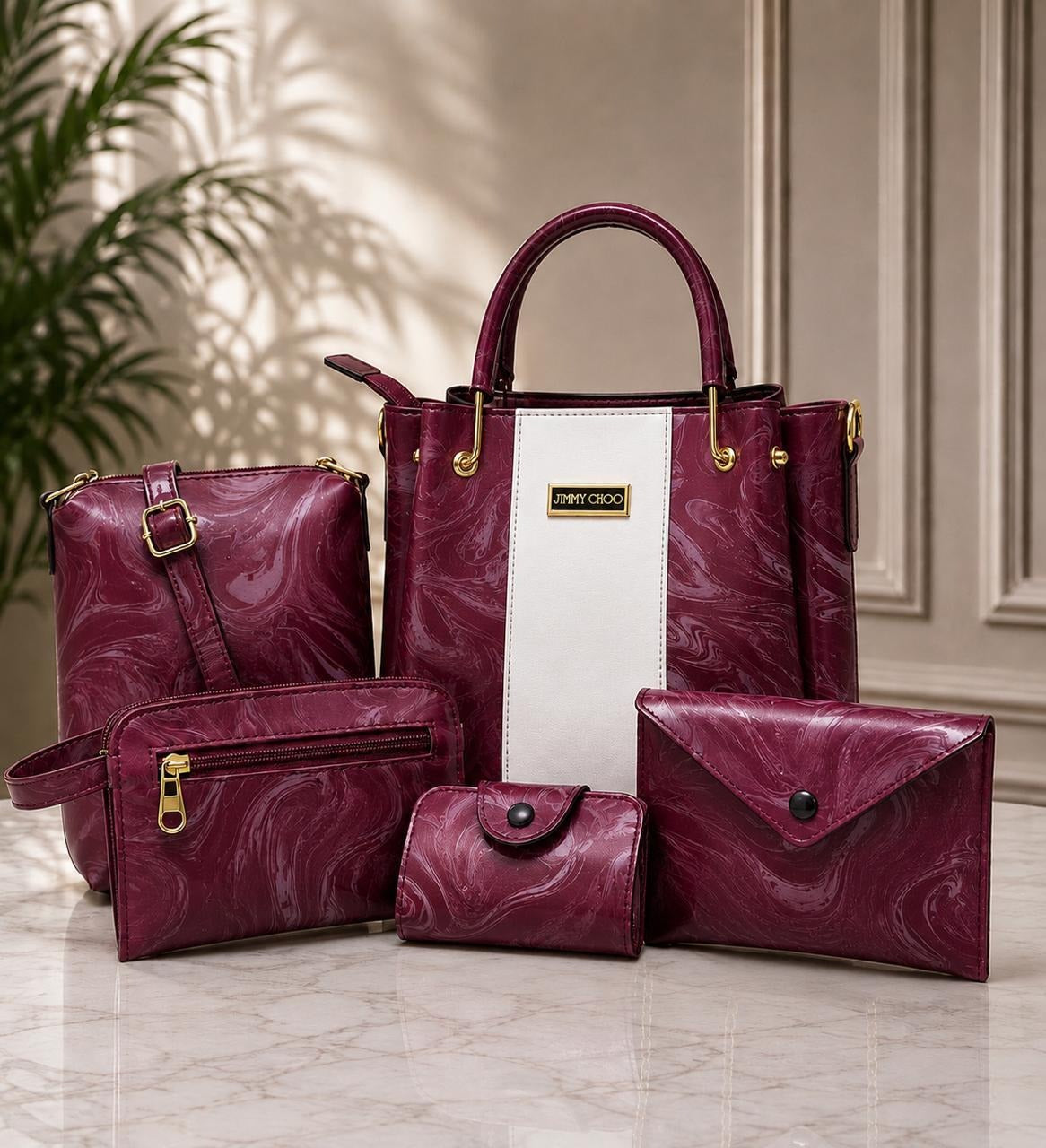 Premium 5-Piece Elegant Tote, Shoulder & Crossbody Handbag Set