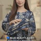 BAROQUE Navy Blue Floral Printed Khaddar 3-Piece Suit